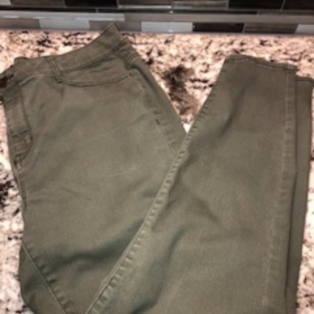 High-Waist Ankle Jeggings Olive Green 16W